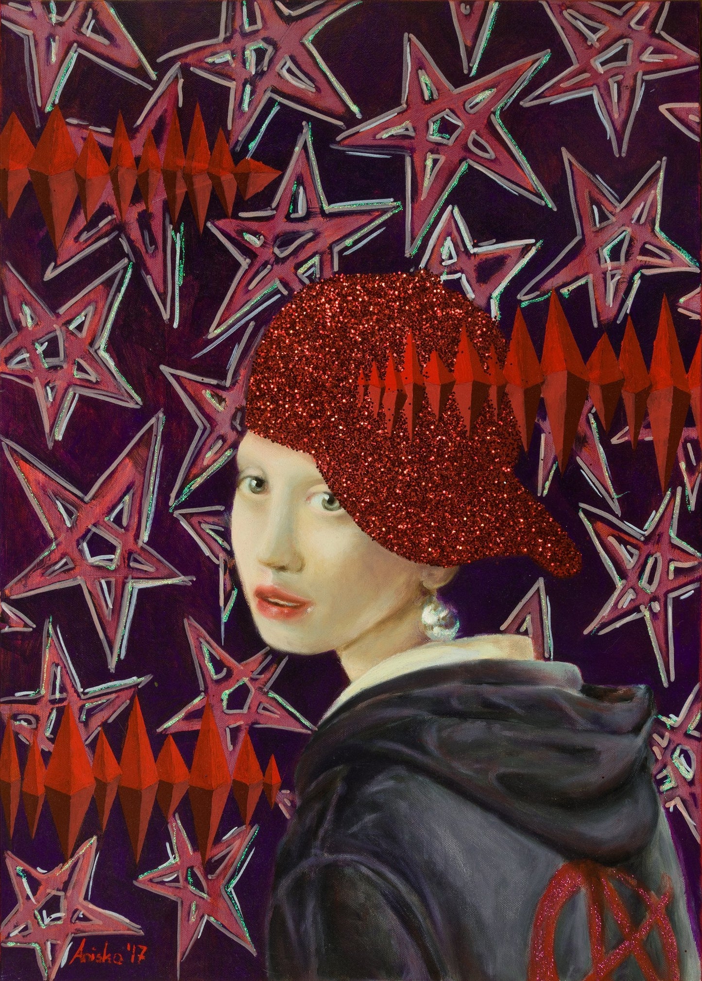 Girl with a Pearl Earring and Glitter Cap