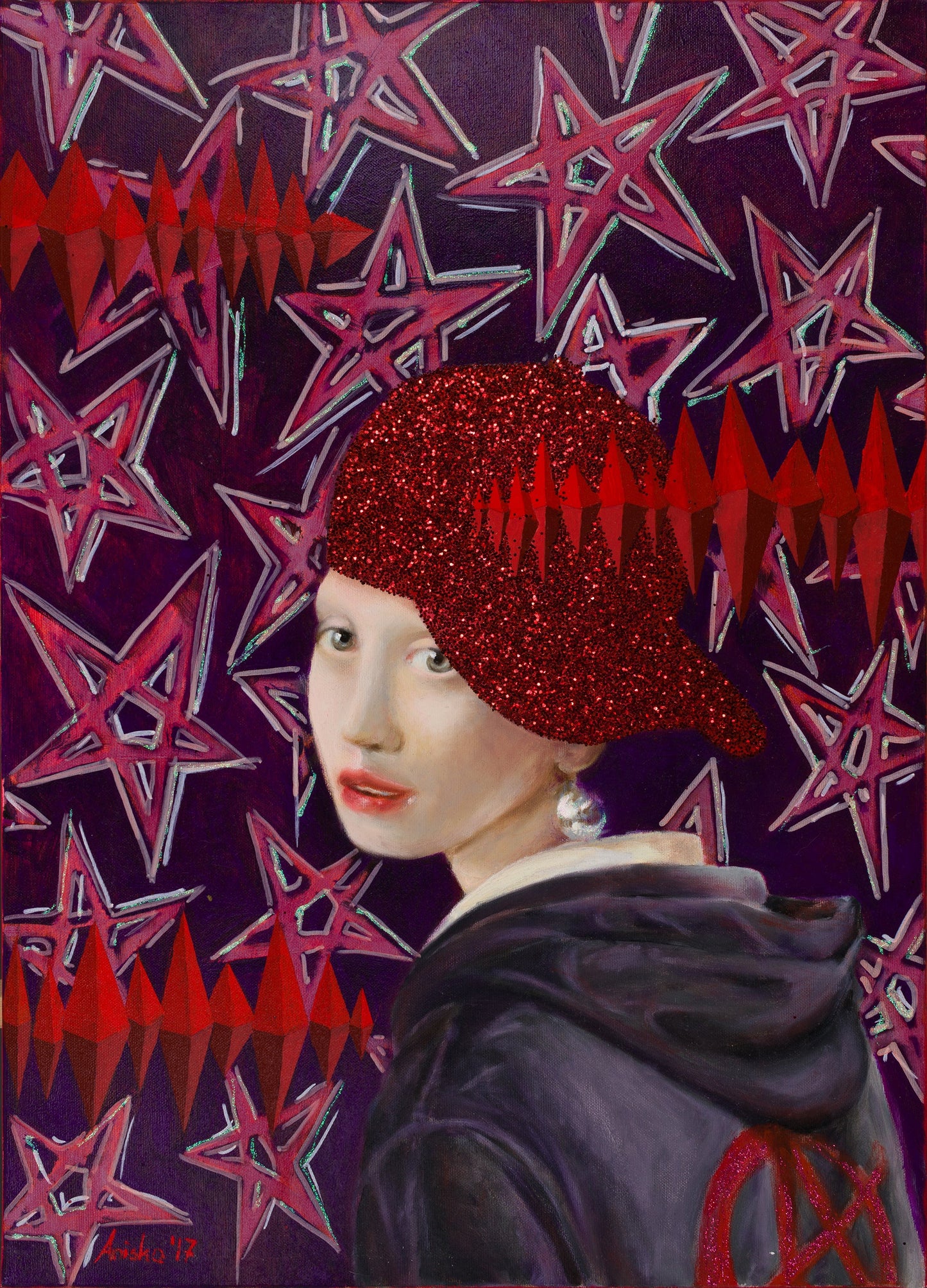 Girl with a Pearl Earring and Glitter Cap