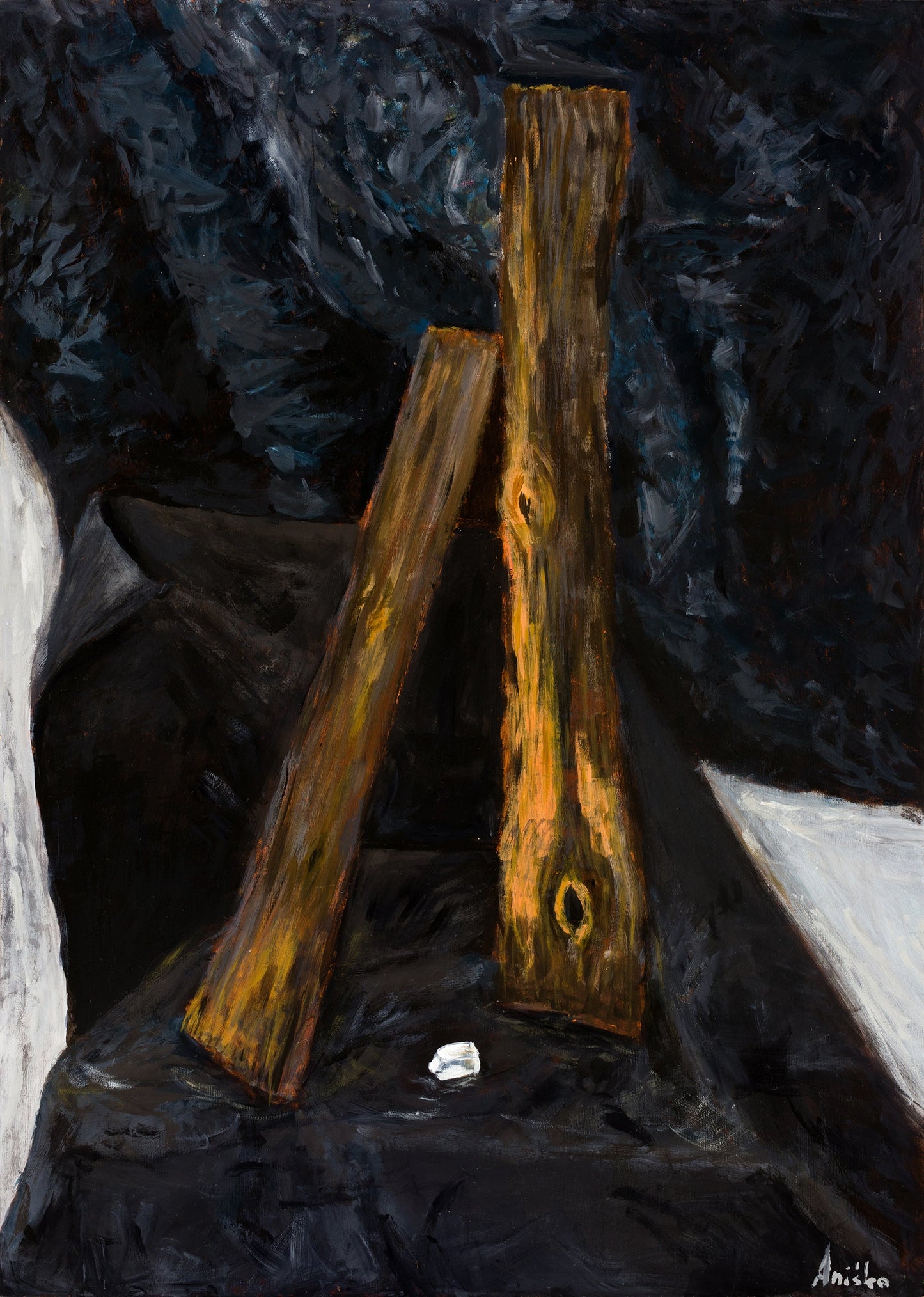 Still Life with Two Raw Planks of Wood and a Piece of Chalk, 2009