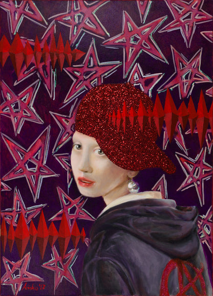 Girl with a Pearl Earring and Glitter Cap